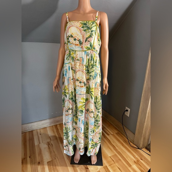 The Good Journey Piping-Trim Postcard Print Midi Dress Size 14 NWT - Picture 3 of 3